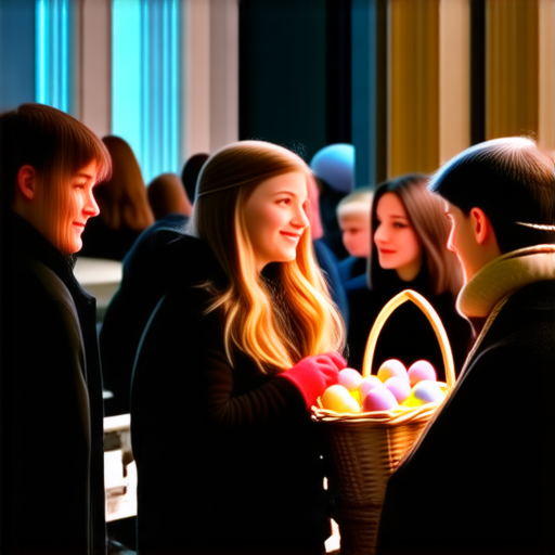 Молодежь ждет пасхальной службы в храме у Никитских ворот