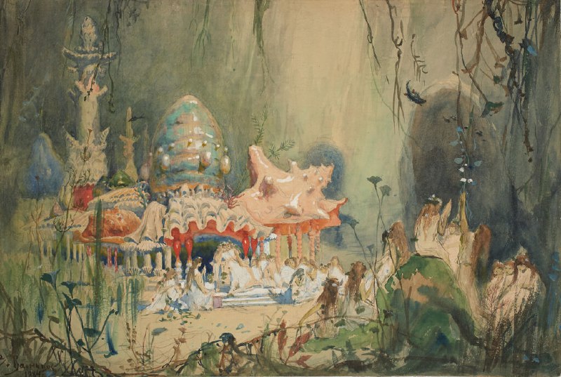 Эскиз декорации к опере «Русалка» и история Московской частной русской оперы