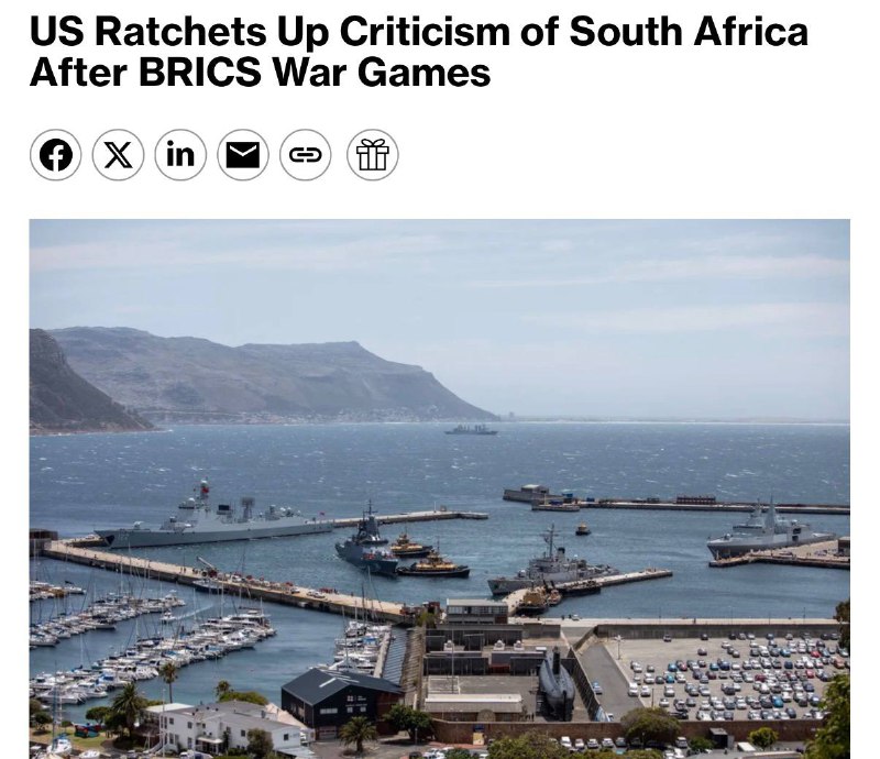Критика США в адрес ЮАР из-за учений БРИКС