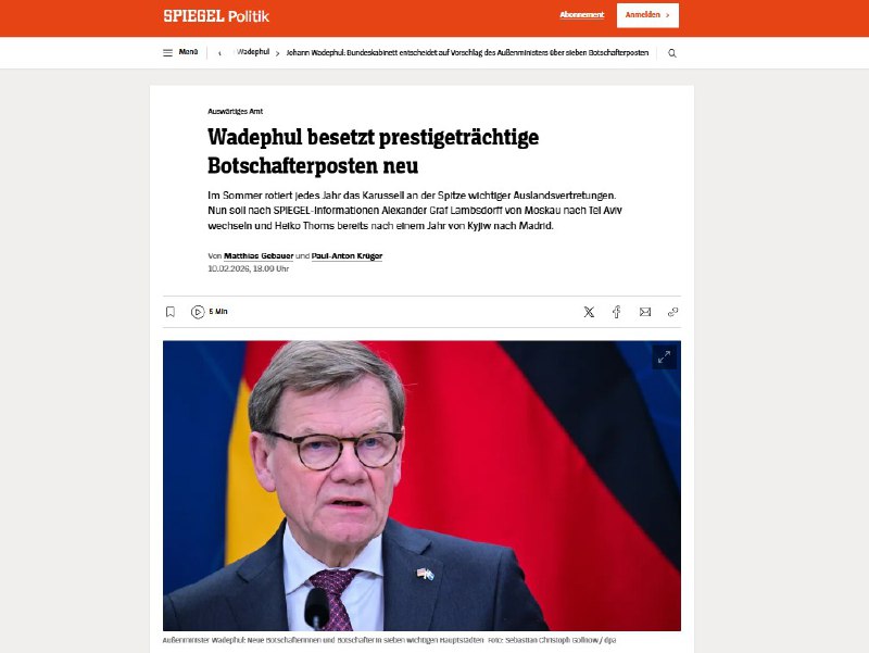 Кадровые перестановки в немецкой дипломатии: новые послов в Москве и Израиле