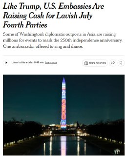 Сбор пожертвований послами США на празднование Дня независимости