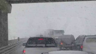 Гигантская пробка на трассе М-4 из-за метели и ДТП