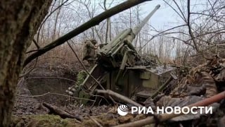 Уничтожение гаубицы на правом берегу Днепра