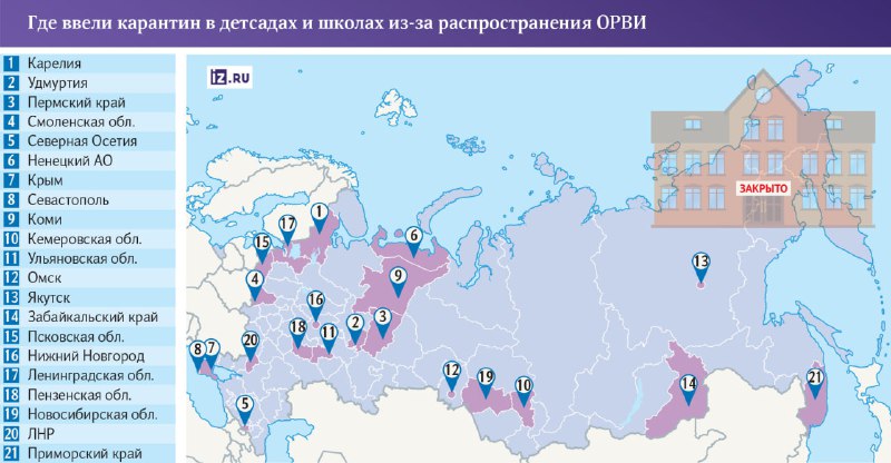 ОРВИ накрывает Россию: массовые карантины в школах и детсадах