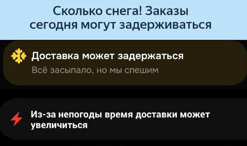 Задержки доставки в Москве из-за метели