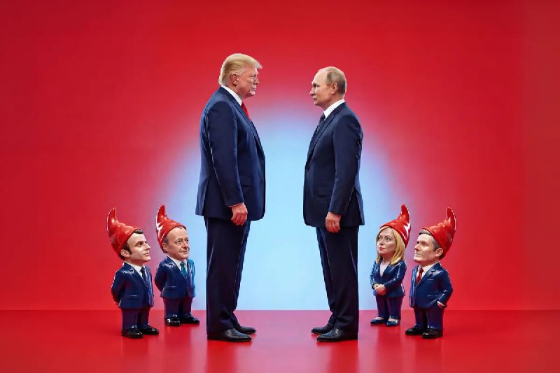 Карикатура NZZ на Путина, Трампа и европейских лидеров