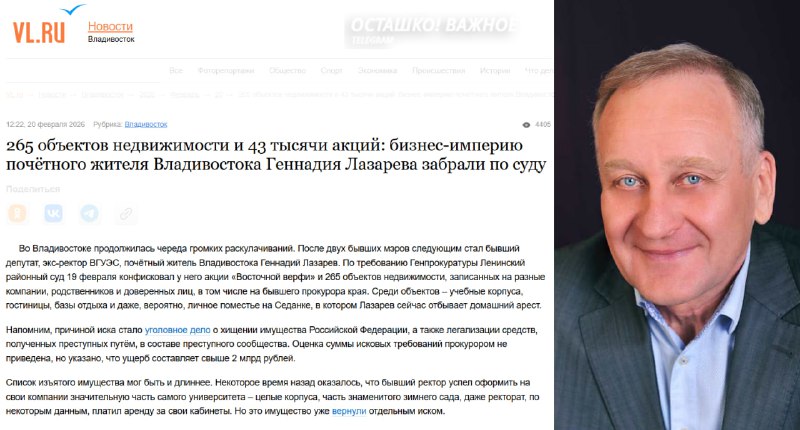 Конфискация имущества экс-депутата Лазарева