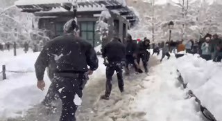 Нападение на полицию в Нью-Йорке во время снегопада