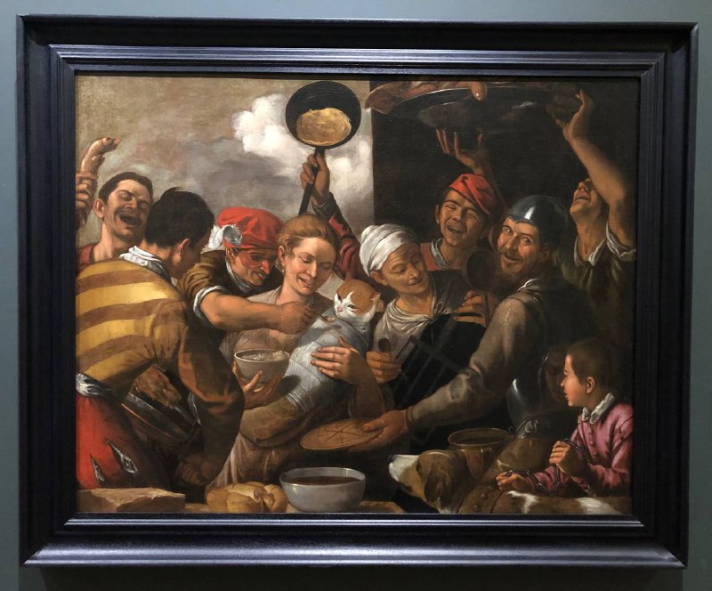 Сатирическая картина "Спелёнатая кошка" в Нантском музее