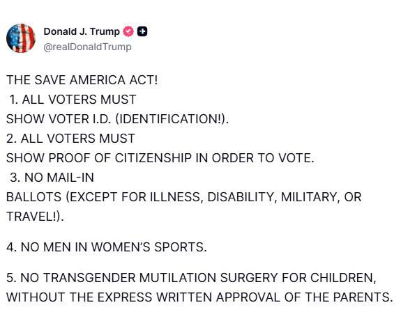 Трамп представил законопроект «Закон о спасении Америки»