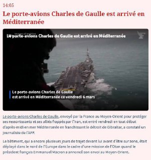 Французский авианосец вошел в Средиземное море