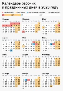 График длинных выходных в России на май 2026 года