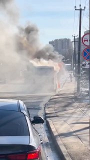 В Мурино загорелся автобус