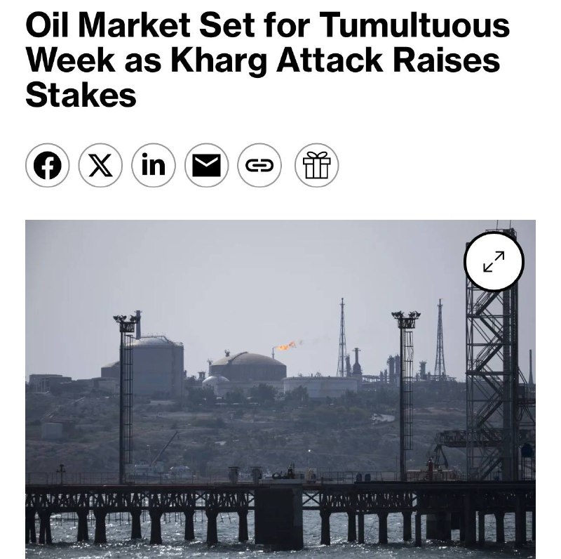 Нефтяной рынок ждёт нестабильность после атаки на иранский остров Харк