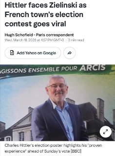 Сатира: Гитлер и Зеленский сойдутся во втором туре выборов мэра во Франции