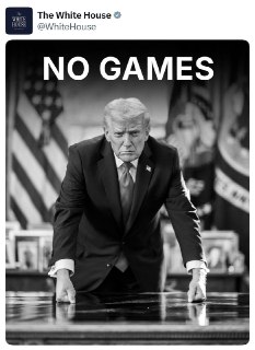 Белый Дом опубликовал фото сердитого Трампа с надписью «No games»