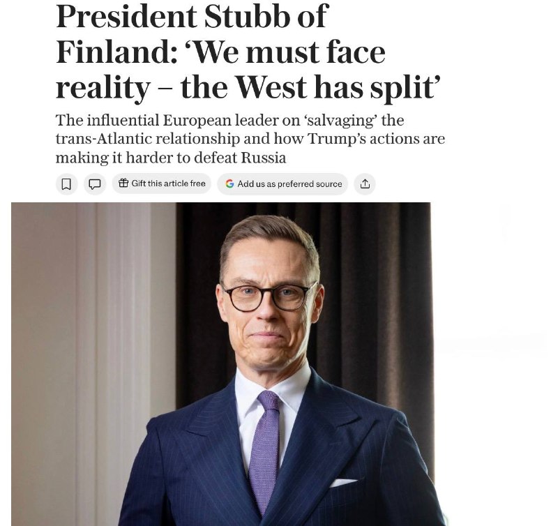 Стубб: Запад раскололся, Европе нужно усилить оборону