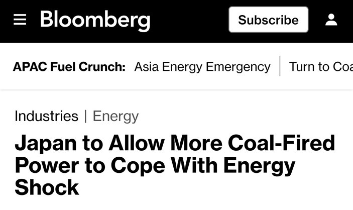 Япония наращивает угольную генерацию на фоне энергетического кризиса