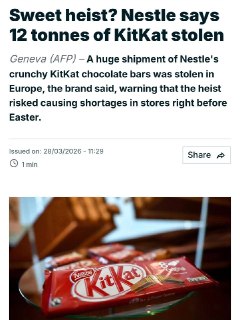 Ограбление века в Польше: 12 тонн KitKat украли, в России ждут дефицита
