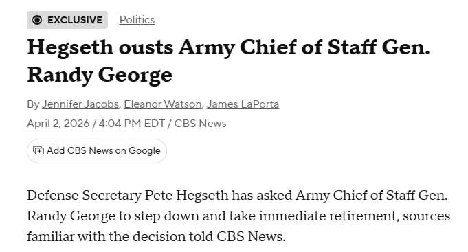 В США требуют отставки начальника штаба армии после провала операции против Ирана