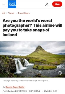 Авиакомпания Icelandair ищет худшего фотографа мира