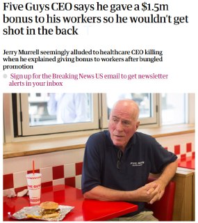 CEO Five Guys выплатил 1,5 млн долларов сотрудникам, чтобы их не застрелили