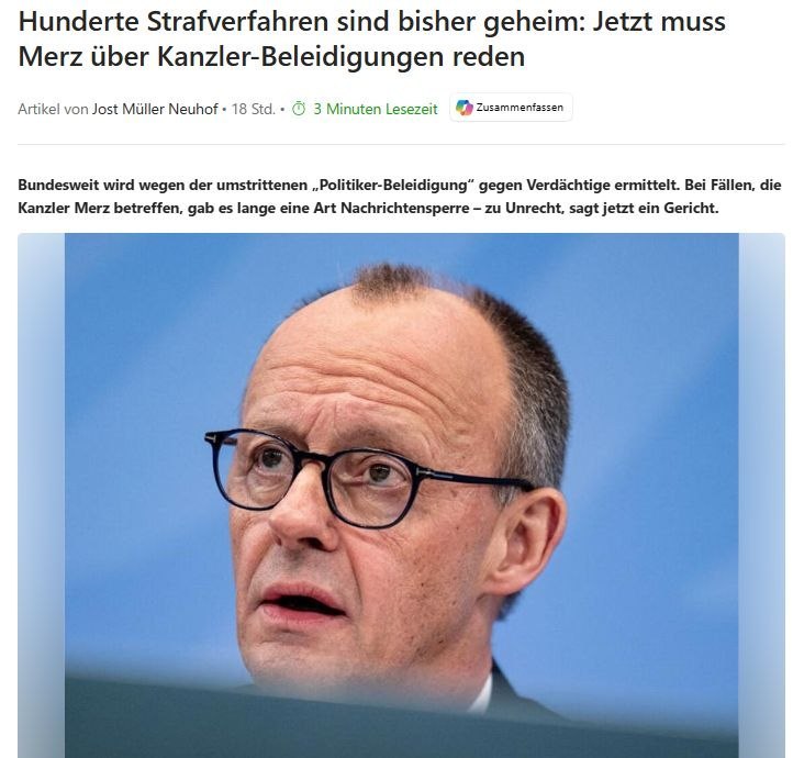 В Германии возбудили 300 дел за оскорбления канцлера Мерца в сети
