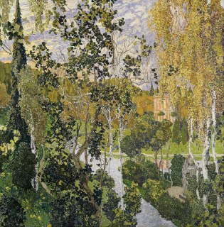 Картина А. Головина «Пейзаж. Павловск» в канале Русского музея