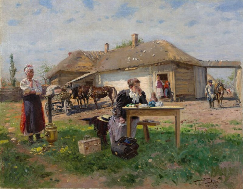 Картина Маковского «Приезд учительницы в деревню»: драма провинциальной жизни