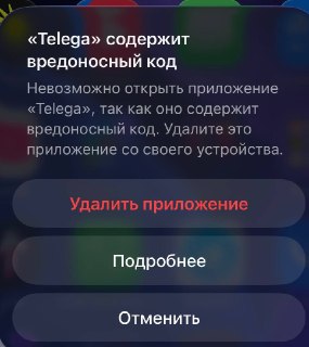 Telega заблокирована на iPhone из-за вредоносного кода