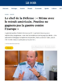 Начальник ВС Бельгии ложно заявил о признании Россией «Нарвской Народной Республики» в Эстонии