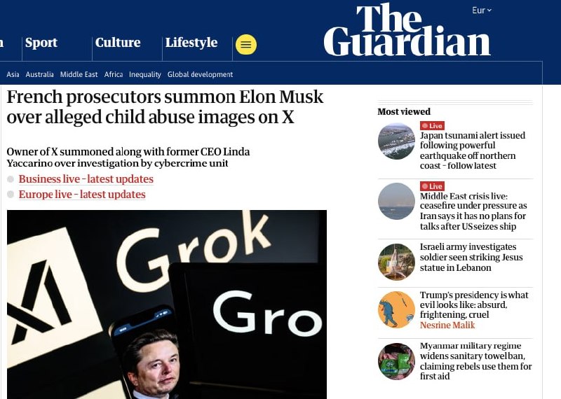 Маска вызвали в парижскую прокуратуру из-за дипфейков в X