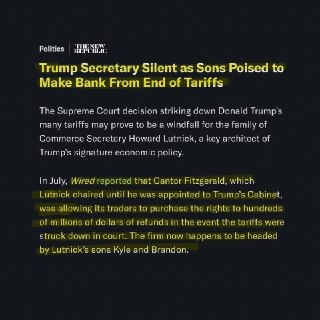 Сыновья министра торговли США Говарда Лютника заработали на правах на возврат таможенных пошлин