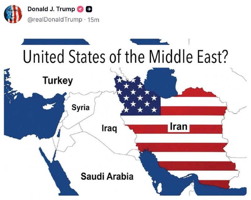 Трамп опубликовал карту, где Иран изображён в цветах флага США