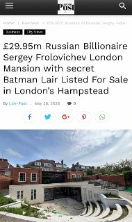 Миллиардер Сергей Фроловичев выставил на продажу особняк в Лондоне с Бэт-пещерой