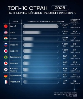 Мировое потребление электроэнергии растет: лидеры и статистика