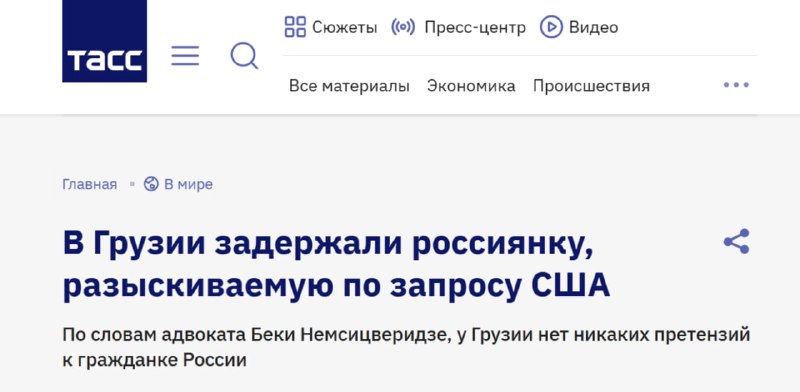 В Грузии задержали гражданку РФ по запросу США