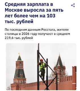 Средняя зарплата москвичей достигла 219,6 тысяч рублей