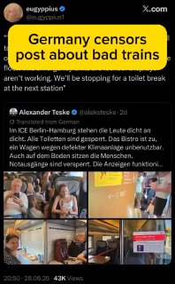 В Германии удалили видео журналиста о плохом состоянии поездов Deutsche Bahn