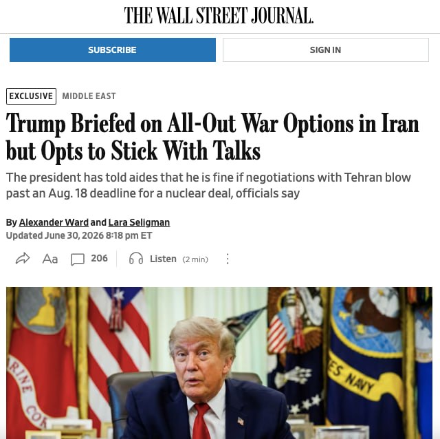 Трамп рассматривает возможность возвращения к войне с Ираном, но пока выбирает дипломатию