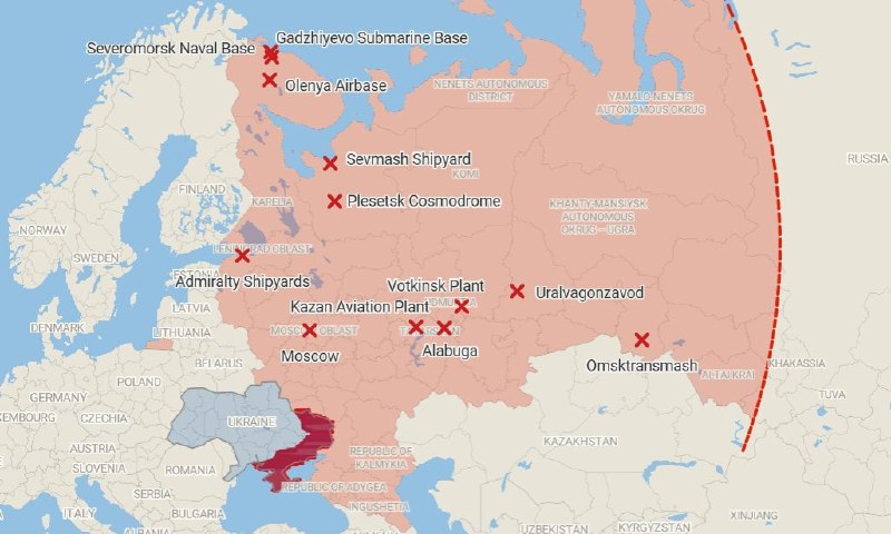 Опубликована карта с оценочной дальностью полета обновленного дрона-камикадзе FP-1