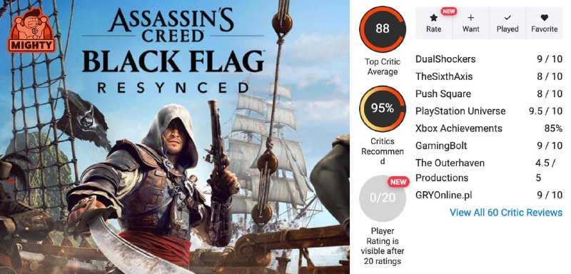 Assassin's Creed: Black Flag Resynced получила высокие оценки критиков