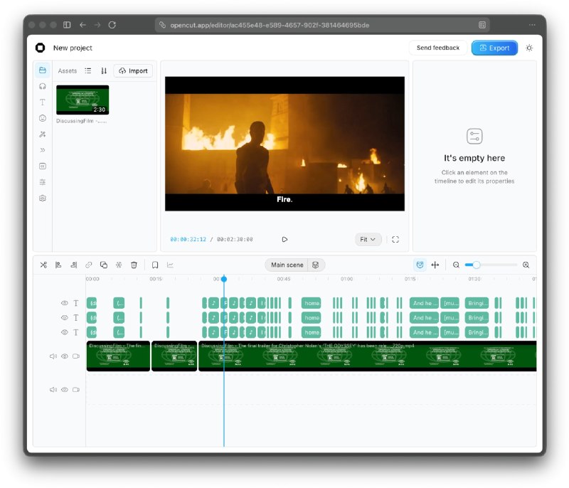 Появилась бесплатная замена CapCut — опенсорсный OpenCut