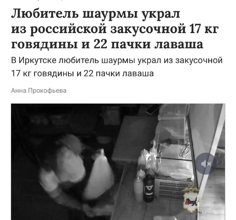 В Иркутске задержали любителя шаурмы, укравшего продукты и деньги.