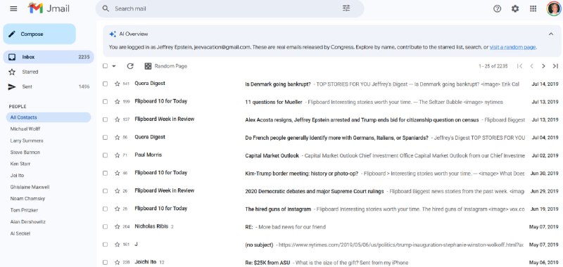 Веб-копия почты Эпштейна создана с помощью AI