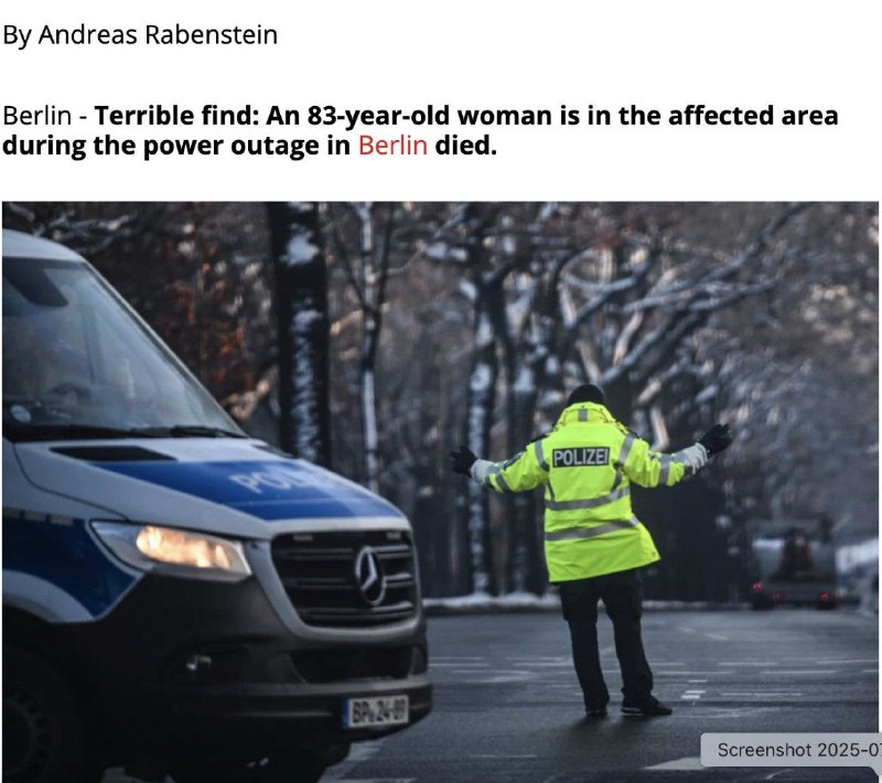 В Берлине первая смерть из-за отключения света