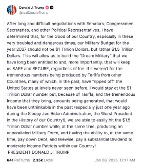 Дональд Трамп запросил бюджет в размере 1,5 триллиона долларов для Министерства обороны на 2027 год