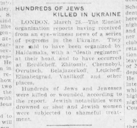 Первые упоминания Чернобыля в западной прессе связаны с погромами