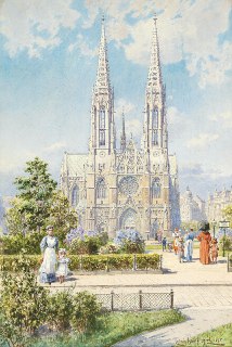 Анализ акварели Людвига Ганса Фишера "Солнечный день возле Вотивкирхе"